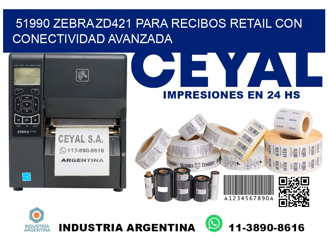 51990 Zebra ZD421 para recibos retail con conectividad avanzada